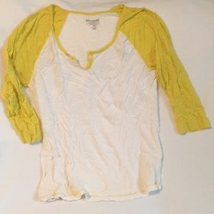 OLD NAVY white and yellow raglan shirt
